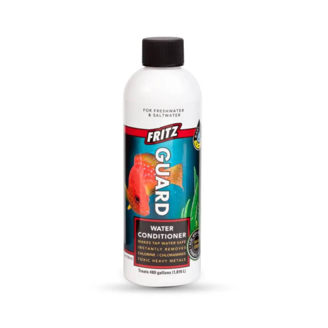 FritzGuard, aquarium water conditioner, chlorine remover, heavy metal detoxifier, aloe vera aqua conditioner, vitamin E slime coat, pH balanced conditioner, freshwater marine water conditioner, aquarium electrolyte supplement, overdose proof conditioner, FritzGuard 4oz, 8oz, 16oz, 1 gallon