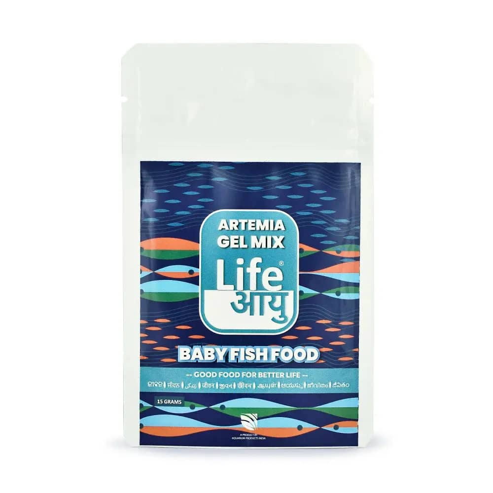 Buy Life AAYU Artemia Gel Mix, artemia gel food for fry, enzyme enhanced fry food, nano fish soft gel diet, baby fish growth food India, brine shrimp gel mix, fry growth soft food, nano aquarium fish food, soft sinking gel for fry, artemia based baby fish diet