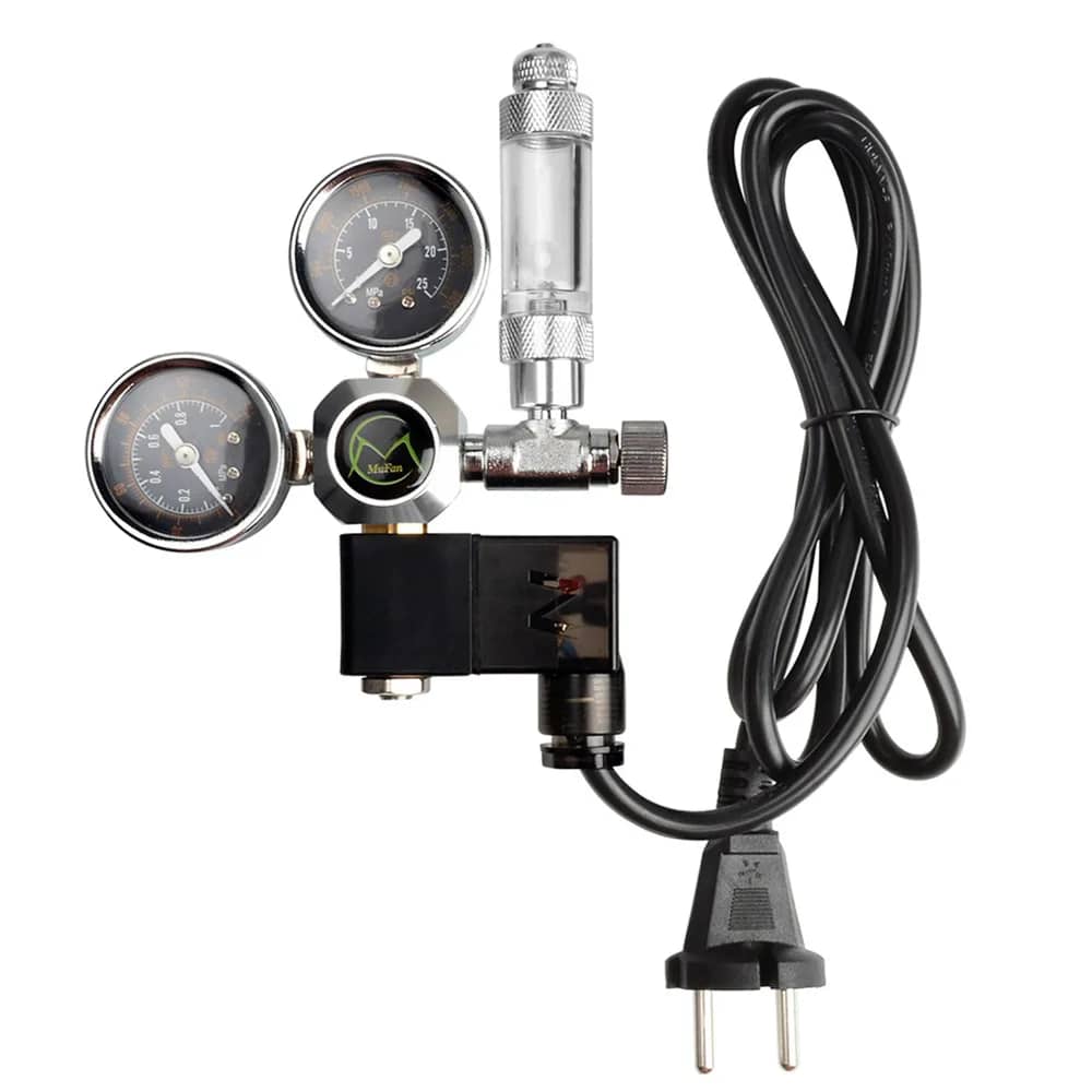 Mufan Dual Gauge Large CO2 Regulator With Solenoid &amp; Bubble Counter