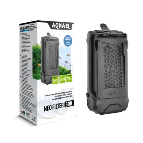 Aquael Neo 300 Internal Cartridge Filter - Neo 300 filter, aquarium filter, freshwater aquarium filter, 100L aquarium filter, cartridge filter, Aquael filter, mechanical filtration, activated carbon filter, phosphate removal, aeration tube, shrimp protection, fry safety, 320L/h filter, internal filter, easy cartridge replacement
