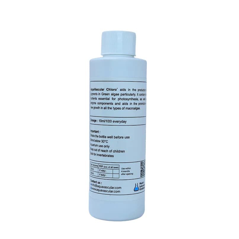 Buy Aquavascular Chloro, macroalgae chlorophyll booster, reef safe macroalgae fertilizer, chaeto growth enhancer, marine refugium algae supplement, macroalgae nutrient export fertilizer, chlorophyll enhancer aquarium, Caulerpa growth booster, Ulva macroalgae fertilizer, marine algae nutrient solution