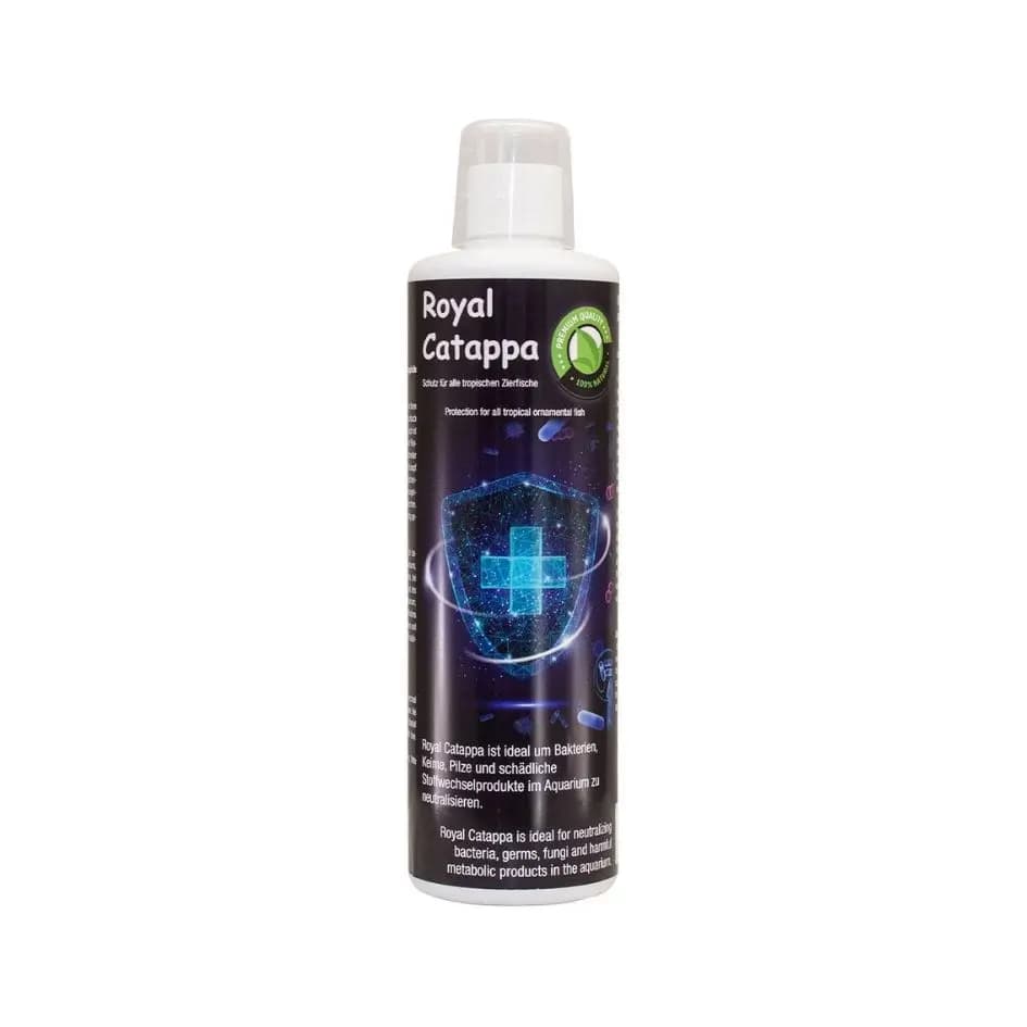 discusfood catappa royal, catappa royal 500ml, indian almond leaf extract for aquariums, catappa water conditioner india, discus water conditioner, betta blackwater tonic, catappa leaf liquid for fish tanks, tropical fish water treatment, aquarium tannin solution, discusfish care products india
