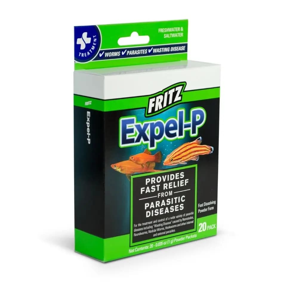 Fritz Expel‑P, internal parasite treatment, deworming medication aquarium, levamisole HCl fish treatment, nematode worm remover, coral dip flatworm treatment, safe aquarium dewormer, hookworm fish treatment, freshwater parasite solution, saltwater deworming medication