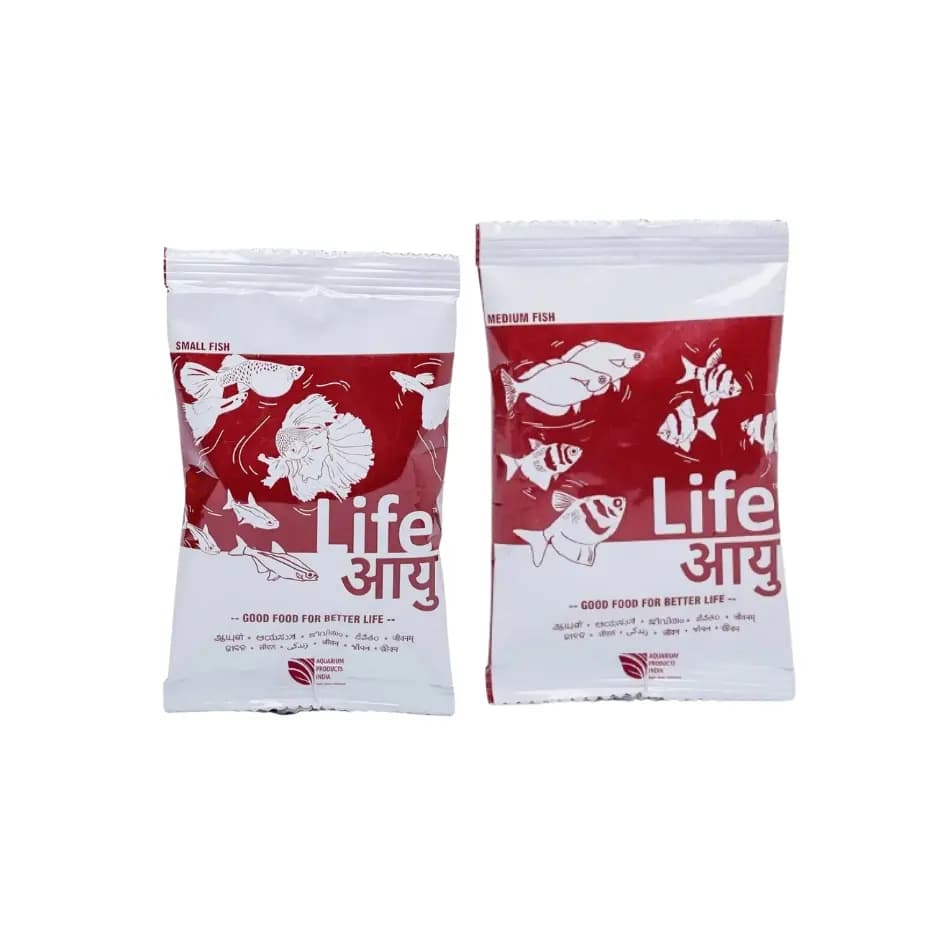 Buy Life AAYU Red Fish Food, Ayurvedic fish food India, color enhancing fish pellets, paprika astaxanthin fish food, anchovy shrimp meal pellets, 52% protein fish food, small medium large pellet fish food, best fish food for guppies India, tetra pellet food India, angelfish pellet food India, dwarf cichlid food India, low waste aquarium pellets, handmade fish food India, red color booster fish food
