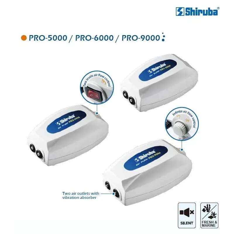 Shiruba PRO-3000 air pump, Shiruba PRO-6000 air pump, Shiruba PRO-9000 air pump, aquarium air pump India, best air pump for large aquarium, quiet fish tank air pump, Shiruba air pump price India, Shiruba PRO series review, aquarium aerator for planted tanks, high output aquarium air pump