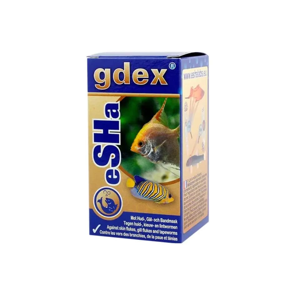 Buy eSHA GDEX India, aquarium dewormer India, fish worm treatment, gill fluke treatment aquarium, tapeworm cure fish tank, eSHA anti-parasitic medication, discus worm treatment, planted tank safe dewormer, aquarium fluke medicine, freshwater fish parasite cure