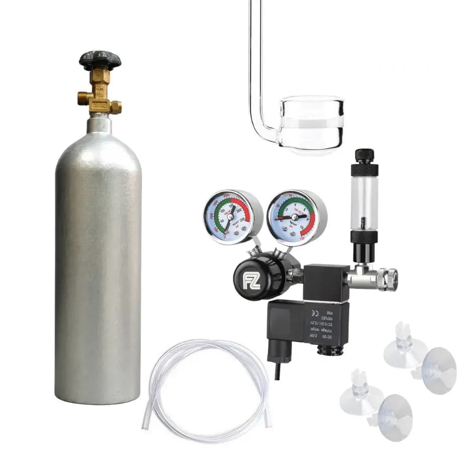 CO2 kit for planted aquarium India, complete aquarium CO2 kit, CO2 cylinder with regulator for aquarium, 5L CO2 cylinder for aquascaping, Fzone CO2 regulator India, best CO2 kit for planted tank, pressurized CO2 system for aquarium, aquarium CO2 kit online India, planted tank CO2 setup, buy aquarium CO2 kit India