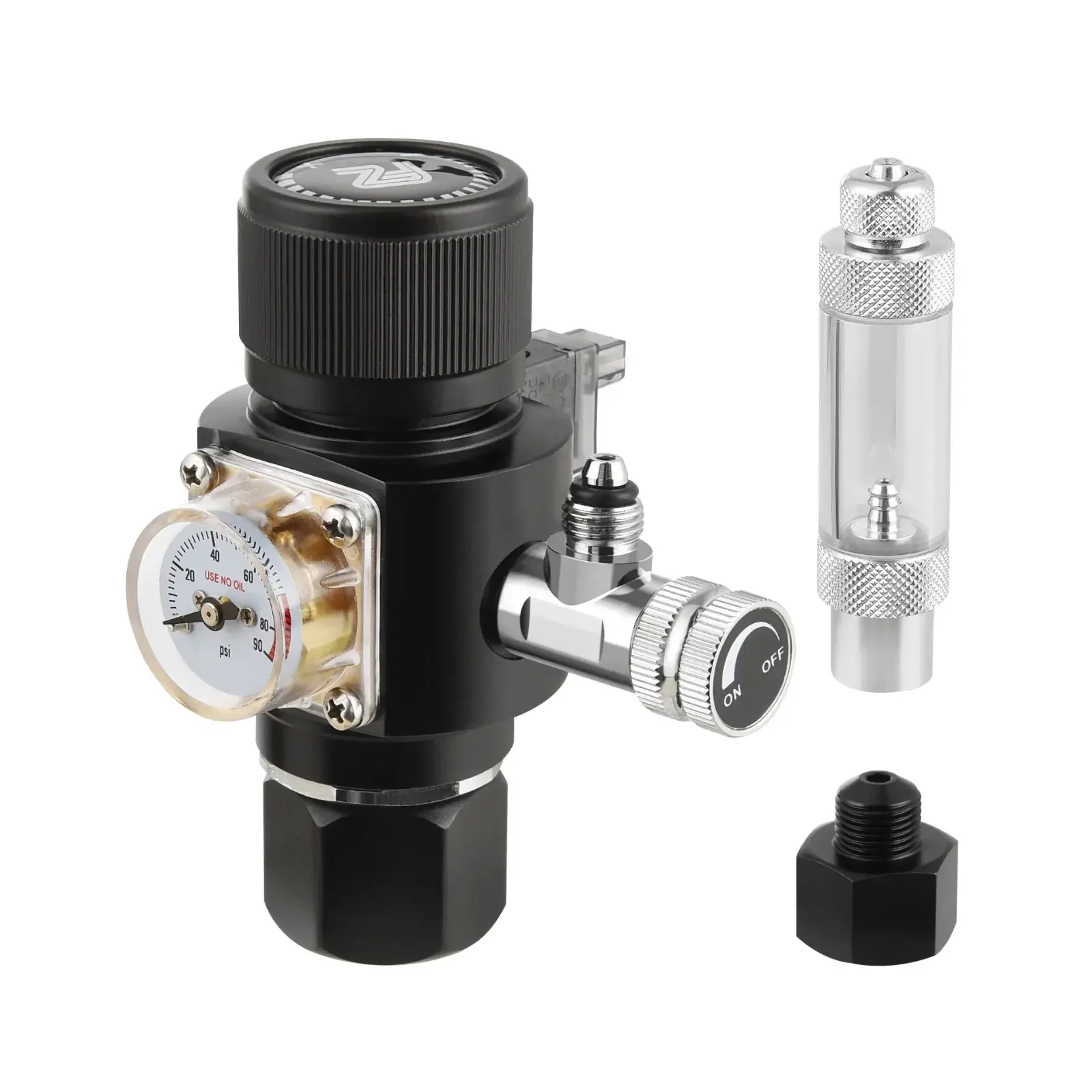 FZONE Mini Dual Stage CO2 Regulator, FZONE FZ-1011, FZONE mini CO2 regulator India, aquarium CO2 regulator with solenoid, compact CO2 regulator for planted aquarium, adjustable pressure aquarium CO2 regulator, CO2 regulator with bubble counter and check valve, CGA320 aquarium CO2 regulator, paintball cylinder CO2 regulator, mini dual stage CO2 regulator India