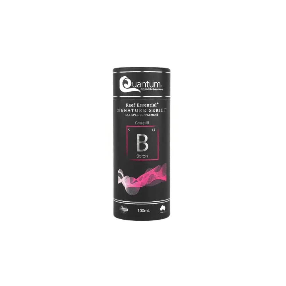 Quantum Reef Essential Signature Series Boron 100ml - Quantum Reef, Boron supplement, Essential Signature Series, ICP-OES tested, reef aquarium supplement, ethanolamine-free Boron, aquarium nutrient dosing