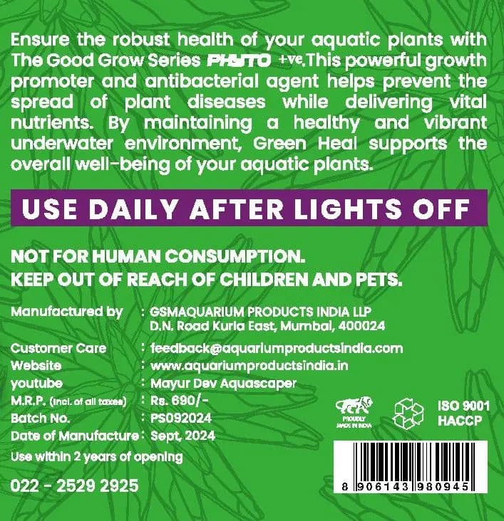 The Good Grow Series PHYTO 50ml - aquatic plant growth promoter India, aquarium plant health supplement, plant disease prevention aquarium, antibacterial agent aquatic plants, essential nutrients for aquarium plants, planted tank supplement India, The Good Grow Series PHYTO, 50ml aquarium plant care, healthy aquarium plants, promote aquatic plant growth, daily plant fertilizer aquarium
