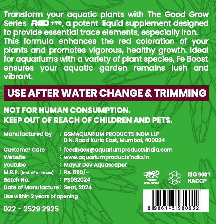 The Good Grow Series RED 50ML - The Good Grow Series RED, liquid plant supplement, enhance plant coloration, aquatic plants, iron supplement, aquascaping essentials, plant growth booster, aquarium care products