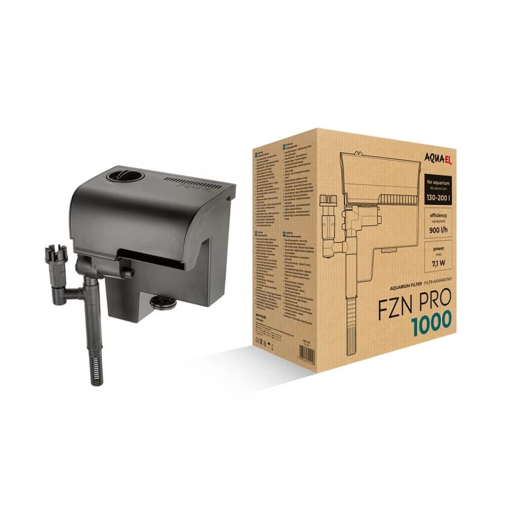 Aquael FZN PRO 1000 Hang On Cascade Filter for Aquarium 130‑200L - Aquael FZN PRO 1000 filter, Aquael cascade filter, hang on cascade filter, aquarium filter 130‑200L, silent aquarium filter, underwater motor tank filter, 900 l/h aquarium filter, low noise aquarium filtration, aquarium filtration 32 dB, drip-free water spout, adjustable flow aquarium filter, marine compatible tank filter, bulk media aquarium filter, cartridge replacement filter, aquarium filter maintenance tips, aquarium filter India