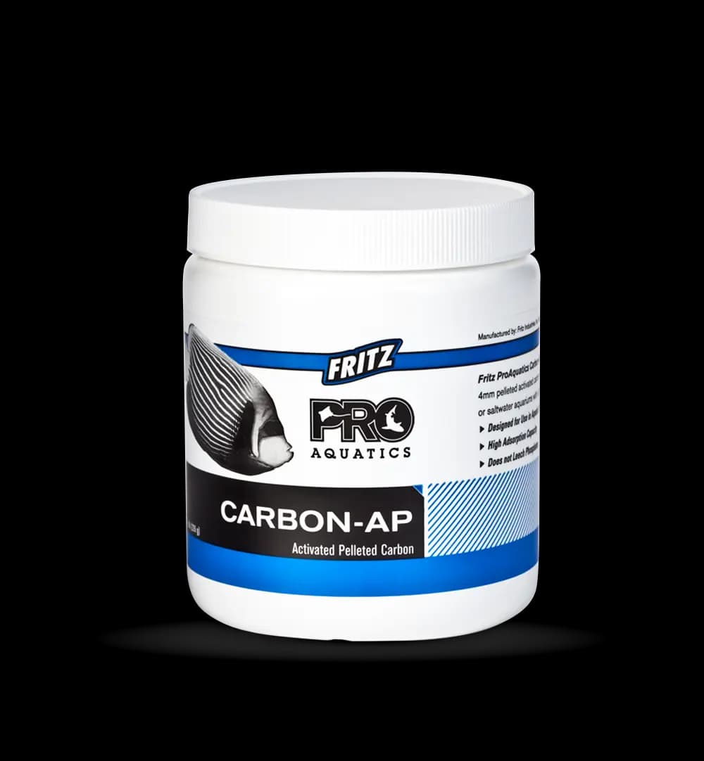 FritzPro Carbon AP, activated pellet carbon, aquarium activated carbon, 4 mm carbon pellets, freshwater carbon media, saltwater carbon filter, phytate-free carbon, high-density carbon pellets, FritzPro carbon pellets, filter media reactor carbon