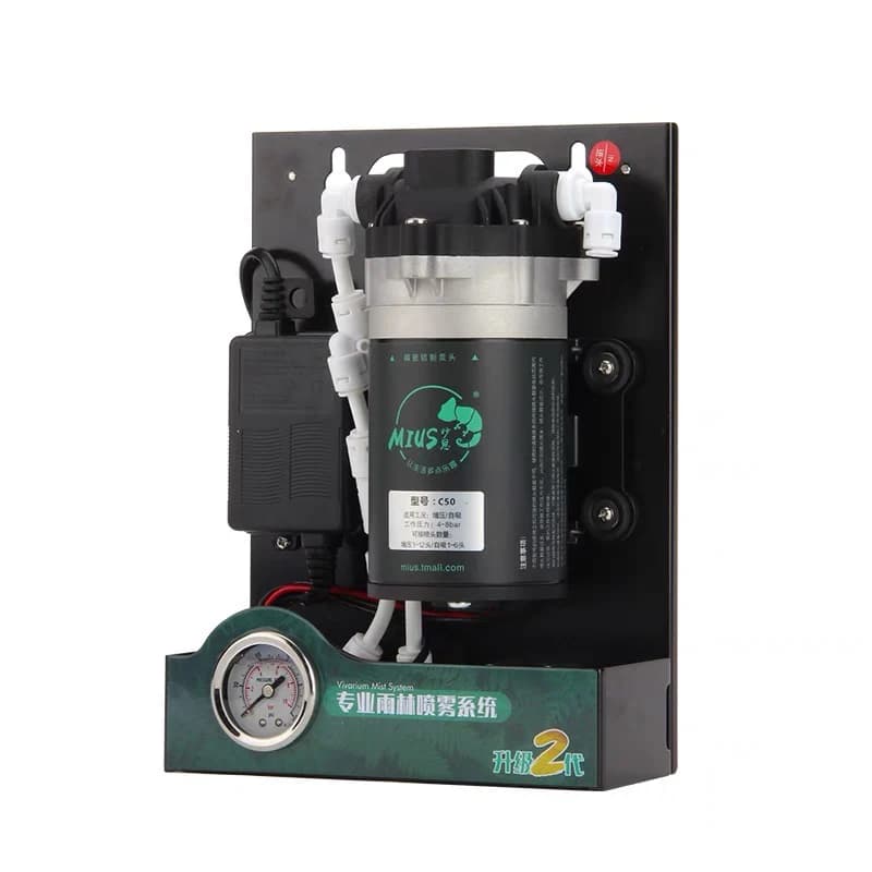 Buy MIUS C50 Rainforest Sprinkler Pump Kit, rainforest misting pump terrarium India, high pressure misting system vivarium, MIUS C50 pump misting system, automatic sprinkler system terrarium, reptile humidity control pump, tropical plant misting system, vivarium sprinkler pump kit