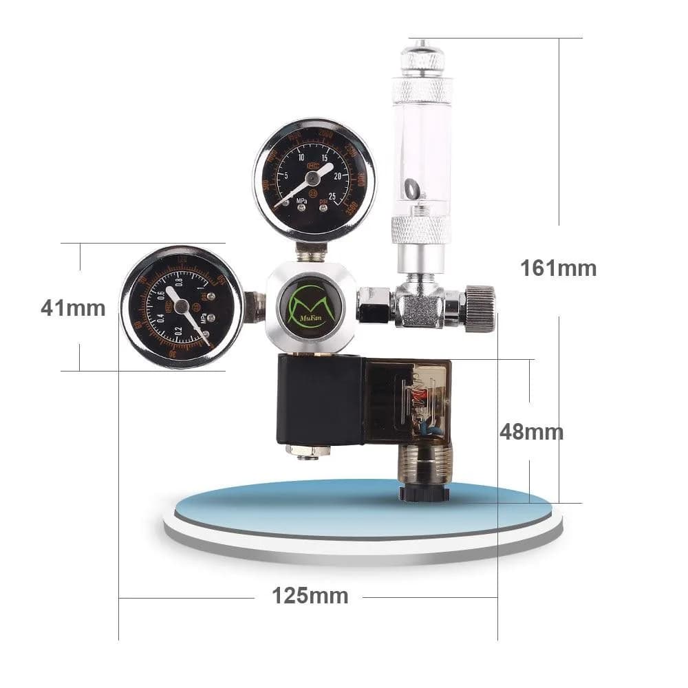 Mufan Dual Gauge Large CO2 Regulator With Solenoid & Bubble Counter