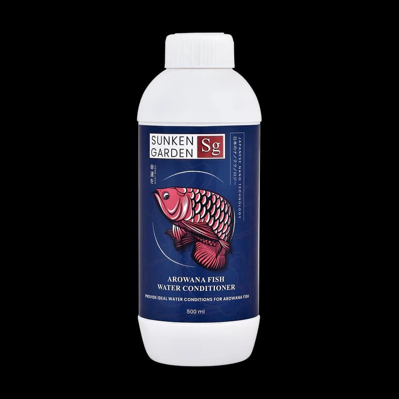 Buy Sunken Garden Arowana Water Conditioner, arowana water conditioner India, arowana tank conditioner, chlorine neutralizer for arowana, arowana colour enhancement water treatment, Indian tap water conditioner for arowana, predator fish water conditioner, silver arowana water treatment, red arowana conditioner, arowana calm behaviour water conditioner, arowana grow-out tank conditioner
