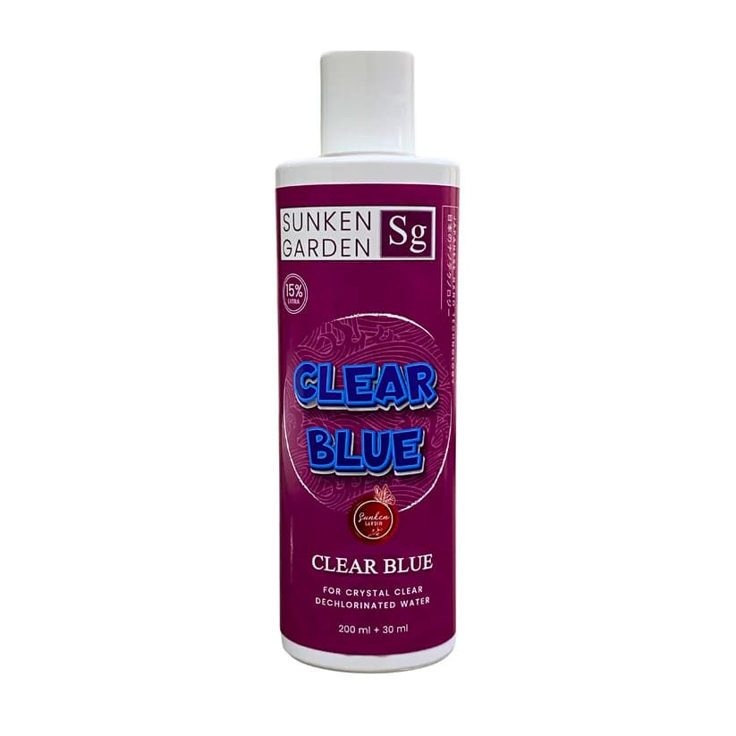 Buy Sunken Garden Clear Blue, aquarium water clarifier India, instant clarity aquarium conditioner, algae haze remover, freshwater water clarifier, clear blue aquarium treatment, particle remover aquarium, shrimp safe water clarifier, cloudy tank fix India, aquarium polishing solution