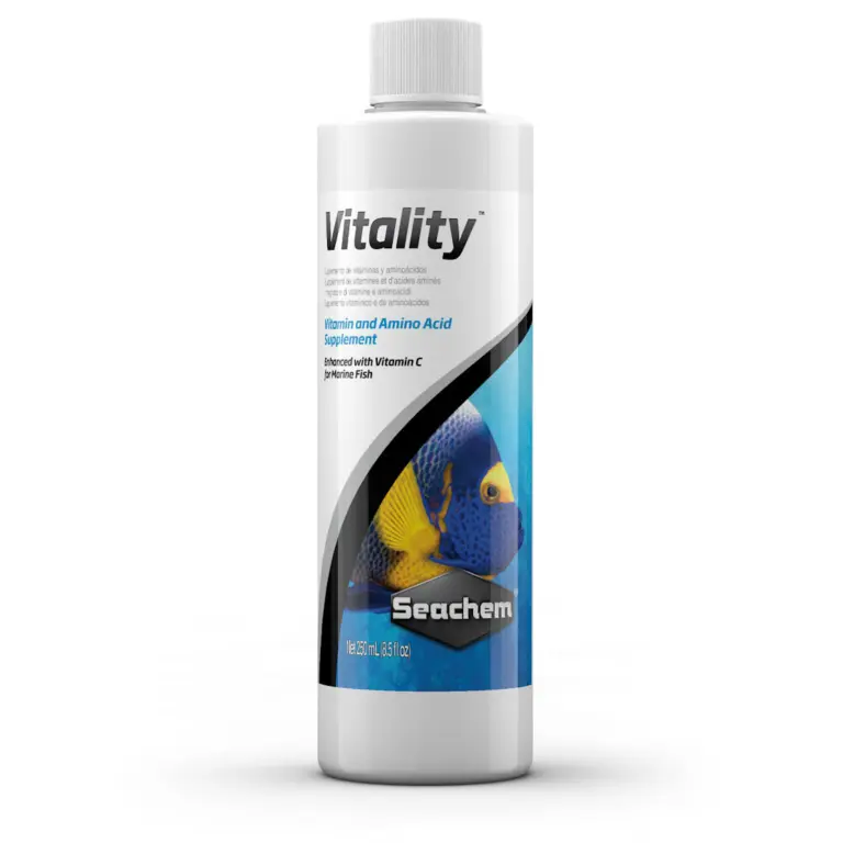 Buy Seachem Vitality online, comprehensive vitamin, amino acid, and trace element for aquarium