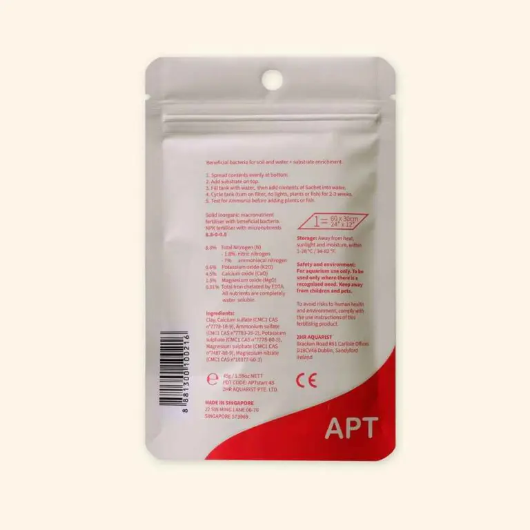APT Start, substrate booster, aquarium bacteria starter, planted tank cycling, aquasoil additive, new tank setup, aquascaping startup kit, bacterial inoculant aquarium, ammoniacal nitrogen substrate, root zone fertiliser, 2Hr Aquarist substrate booster, tank startup solution