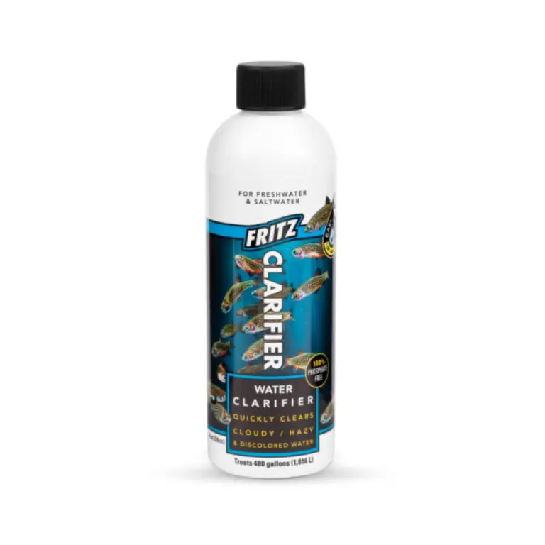 Fritz Clarifier, aquarium clarifier, water clarifier, flocculant, aquarium water treatment, clear cloudy tank, phosphate-free clarifier, freshwater clarifier, saltwater clarifier, pond clarifier, Fritz Aquatics clarifier, 8oz clarifier, 16oz clarifier