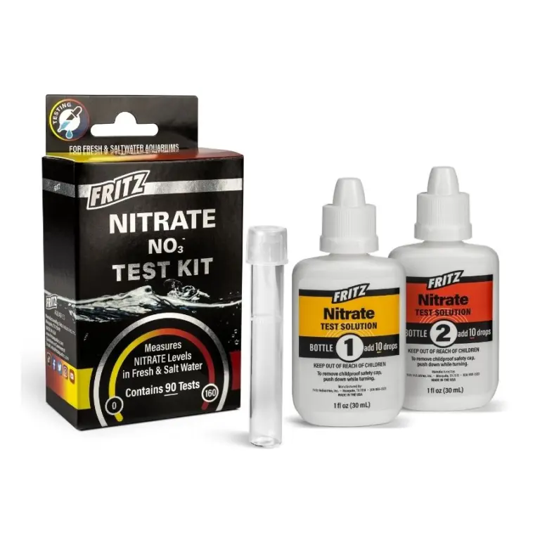 Fritz nitrate test, nitrate liquid test kit, aquarium nitrate test, freshwater nitrate kit, saltwater nitrate test, 90 test nitrate kit, reliable nitrate measurement, Fritz liquid test nitrate, nitrate water quality test, nitrate monitoring kit
