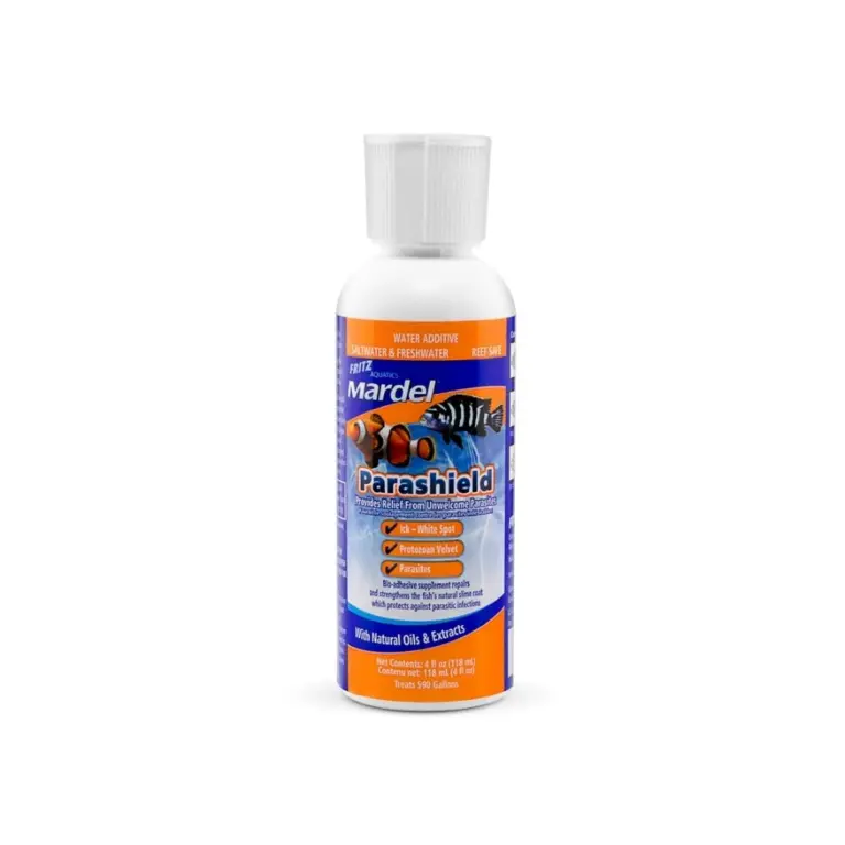 Fritz ParaShield, parasite preventative fish treatment, slime coat repair, bio-adhesive aquarium treatment, ich natural remedy, velvet fish protection, reef-safe parasite shield, chitosan fish medicine, essential oil fish treatment, 4 oz ParaShield