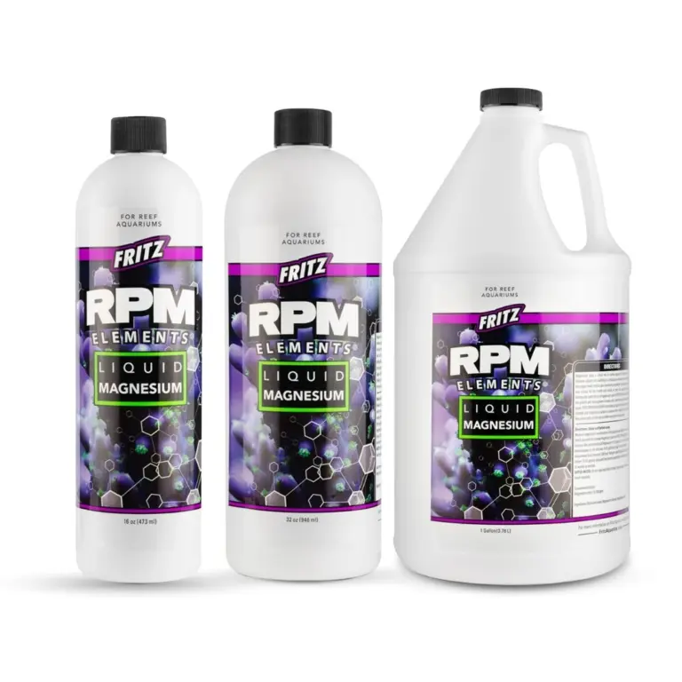 RPM liquid magnesium, reef tank magnesium supplement, ionic magnesium reef, concentrated magnesium solution, magnesium chloride sulfate, no-EDTA magnesium, reef magnesium dosing, stabilize reef alkalinity, aquarium magnesium booster, high-strength magnesium liquid