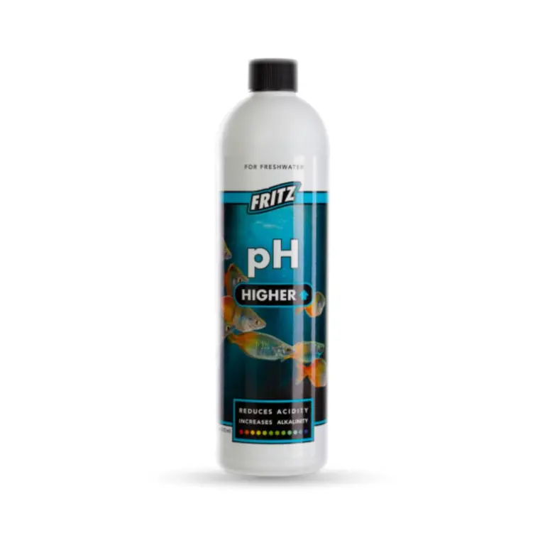 Fritz pH Higher, aquarium pH booster, raise aquarium pH, alkalinity adjuster, freshwater pH higher, marine pH adjuster, buffered pH formula, pH control aquarium, biologic filter booster, safe pH adjustment, 4 oz pH raise, 16 oz pH higher