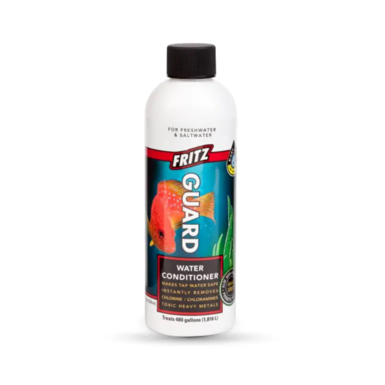 FritzGuard, aquarium water conditioner, chlorine remover, heavy metal detoxifier, aloe vera aqua conditioner, vitamin E slime coat, pH balanced conditioner, freshwater marine water conditioner, aquarium electrolyte supplement, overdose proof conditioner, FritzGuard 4oz, 8oz, 16oz, 1 gallon
