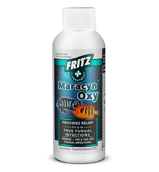 Fritz Maracyn Oxy, fungal fish treatment, fish egg fungus remedy, aquarium fungus medication, sodium chlorite treatment, fish tail rot cure, non-antibiotic fish medicine, 4oz Maracyn Oxy, freshwater saltwater disease treatment