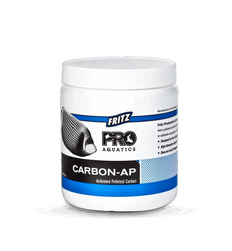 FritzPro Carbon AP, activated pellet carbon, aquarium activated carbon, 4 mm carbon pellets, freshwater carbon media, saltwater carbon filter, phytate-free carbon, high-density carbon pellets, FritzPro carbon pellets, filter media reactor carbon