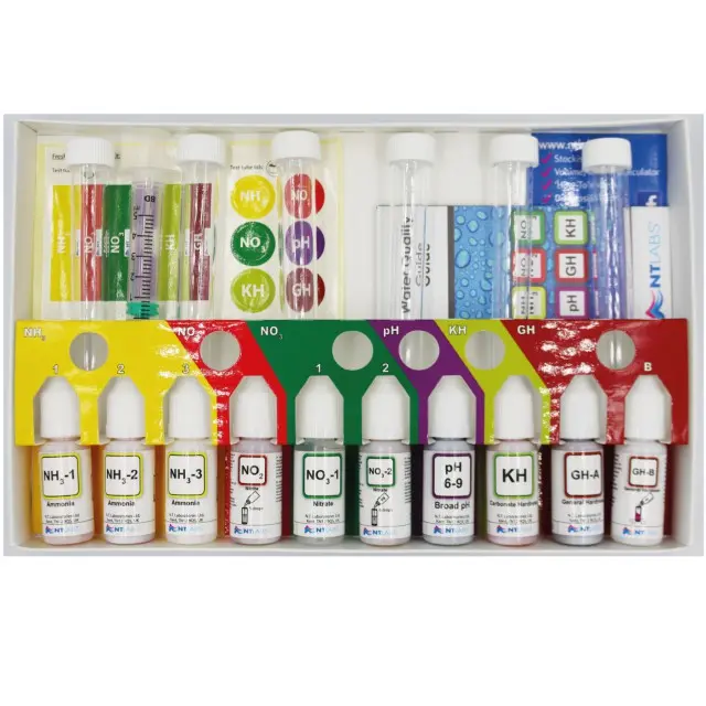Buy NT Labs Master Test Kit, Aquarium Lab Multi-Test Kit, 6-in-1 aquarium test, ammonia nitrite nitrate pH GH KH test, liquid drop test kit, aquarium water testing kit, 200 aquarium tests, precise aquarium test kit, NT Labs water quality tester