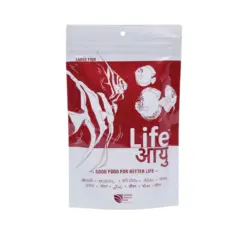 Buy Life AAYU Red Fish Food, Ayurvedic fish food India, color enhancing fish pellets, paprika astaxanthin fish food, anchovy shrimp meal pellets, 52% protein fish food, small medium large pellet fish food, best fish food for guppies India, tetra pellet food India, angelfish pellet food India, dwarf cichlid food India, low waste aquarium pellets, handmade fish food India, red color booster fish food
