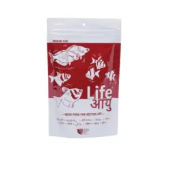 Buy Life AAYU Red Fish Food, Ayurvedic fish food India, color enhancing fish pellets, paprika astaxanthin fish food, anchovy shrimp meal pellets, 52% protein fish food, small medium large pellet fish food, best fish food for guppies India, tetra pellet food India, angelfish pellet food India, dwarf cichlid food India, low waste aquarium pellets, handmade fish food India, red color booster fish food