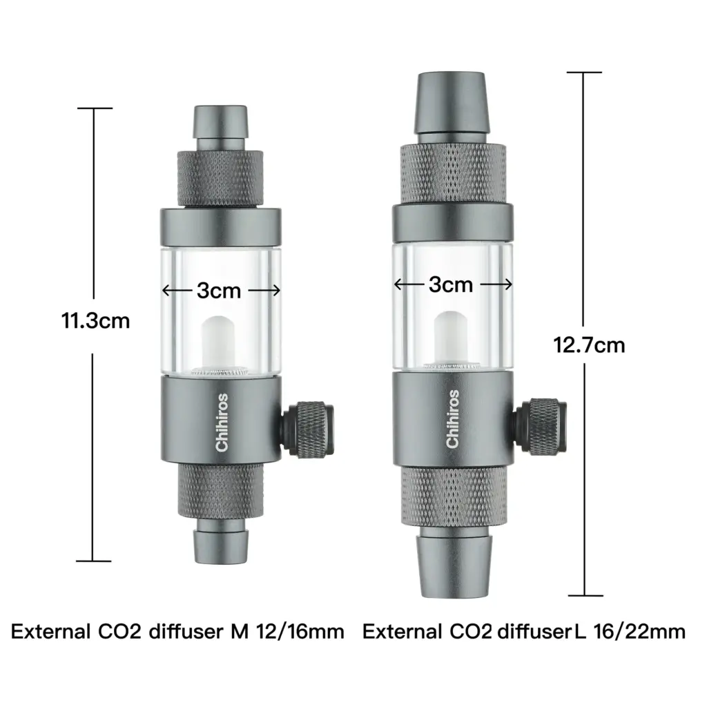 Buy Chihiros External CO2 Diffuser, Chihiros inline CO2 diffuser, Chihiros CO2 diffuser India, aquarium CO2 atomizer India, planted tank CO2 diffuser, Chihiros external diffuser M 12/16, Chihiros external diffuser L 16/22, CO2 diffuser for canister filter, external aquarium CO2 system, Chihiros CO2 accessories India