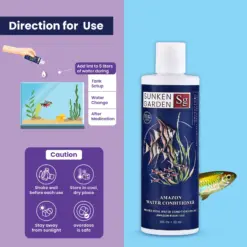 Buy Sunken Garden Amazon Fish Water Conditioner, Amazon fish water conditioner India, soft water aquarium conditioner, blackwater aquarium conditioner, tetra water conditioner, angelfish water conditioner India, discus safe water conditioner, Indian tap water conditioner for soft water fish, Amazon biotope water treatment, aquarium dechlorinator for tropical fish, pH stabiliser for Amazon fish, soft water tank setup India