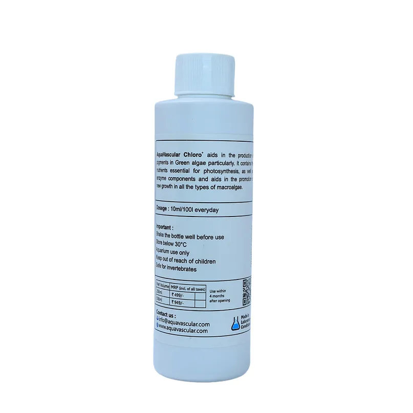 Buy Aquavascular Chloro, macroalgae chlorophyll booster, reef safe macroalgae fertilizer, chaeto growth enhancer, marine refugium algae supplement, macroalgae nutrient export fertilizer, chlorophyll enhancer aquarium, Caulerpa growth booster, Ulva macroalgae fertilizer, marine algae nutrient solution