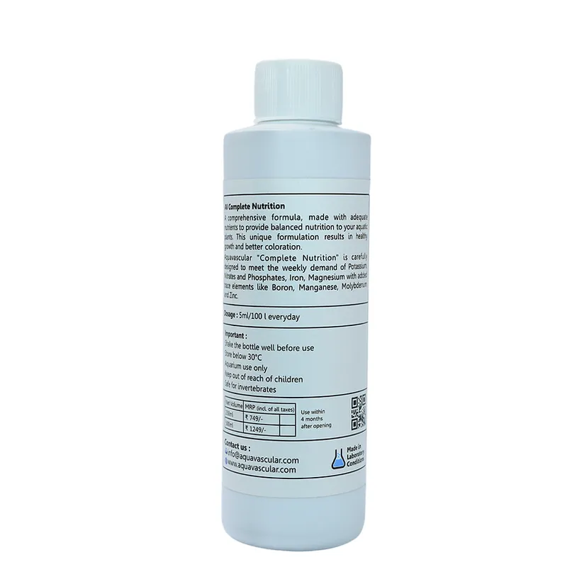 Buy Aquavascular Complete Nutrition, all-in-one aquarium fertilizer, planted tank fertilizer India, NPK aquarium fertilizer, macro micro nutrients aquarium, liquid fertilizer for planted tank, aquascaping complete fertilizer, shrimp safe aquarium fertilizer, aquarium plant growth booster, CO2 and non CO2 tank nutrients