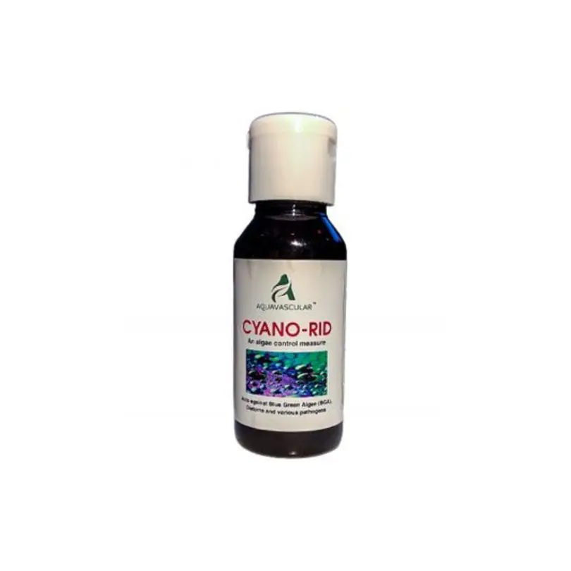 Aquavascular Cyano-Rid - 60ml Buy Aquavascular Cyano-Rid, cyanobacteria remover aquarium, blue green algae treatment, aquarium cyano solution, freshwater cyano remover India, planted tank cyanobacteria control, aquarium slime algae remover, shrimp safe cyano treatment, aquarium bacterial algae cleaner, aquascape cyano elimination