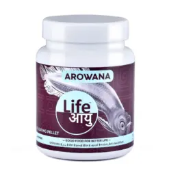 Buy Life AAYU Arowana Silver, arowana fish food India, silver arowana pellets, floating predator fish food, 100g arowana food, 300g arowana feed, 450g arowana pellets, 1kg arowana diet, insect protein arowana food, high protein carnivore fish pellets