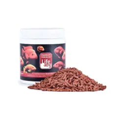 Buy Life AAYU Parrot Food, parrot cichlid food India, colour enhancing parrot fish food, hybrid parrot food, 100g parrot fish food, 200g parrot food, floating pellets parrot cichlid, spirulina parrot fish diet, red parrot fish food, aquariumproductsindia parrot food