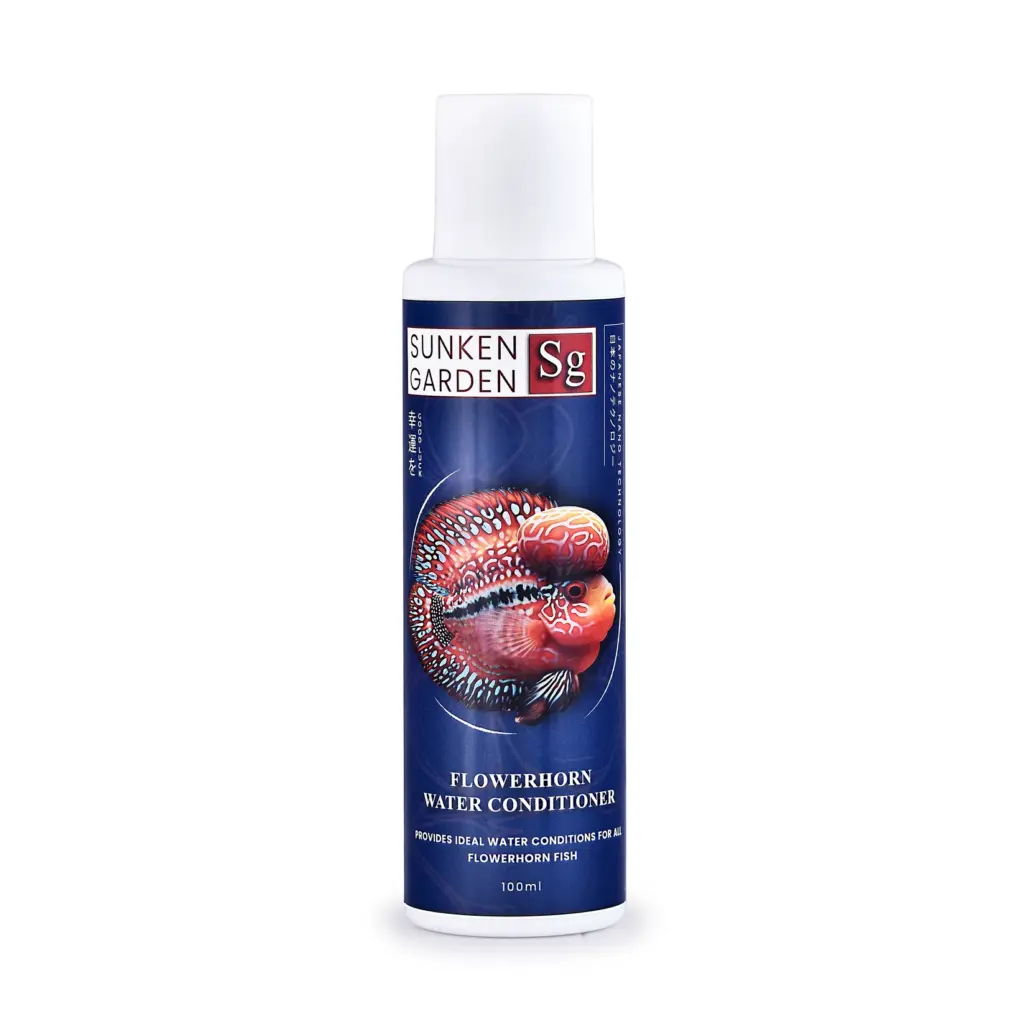 Buy Sunken Garden Flowerhorn Water Conditioner, flowerhorn water conditioner India, cichlid water conditioner, Indian tap water aquarium conditioner, chlorine neutralizer for flowerhorn, pH stabiliser for cichlids, flowerhorn tank setup India, large cichlid water treatment, flowerhorn colour enhancer water conditioner, high bioload aquarium conditioner, parrot fish water conditioner India