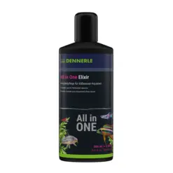 Buy All in One Elixir, Dennerle All in One Elixir, aquarium care elixir, freshwater aquarium care solution, all in one aquarium conditioner, 12 active complexes aquarium, weekly aquarium maintenance, fish shrimp plant support, Dennerle elixir 100ml 250ml 500ml