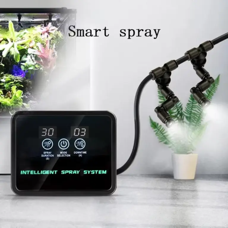 Buy MIUS Smart Rain Forest Misting System, automatic misting system terrarium India, rainforest misting system vivarium, reptile humidity control system, terrarium misting kit India, MIUS misting system, vivarium automatic sprayer, tropical plant misting system, humidity control system for terrarium