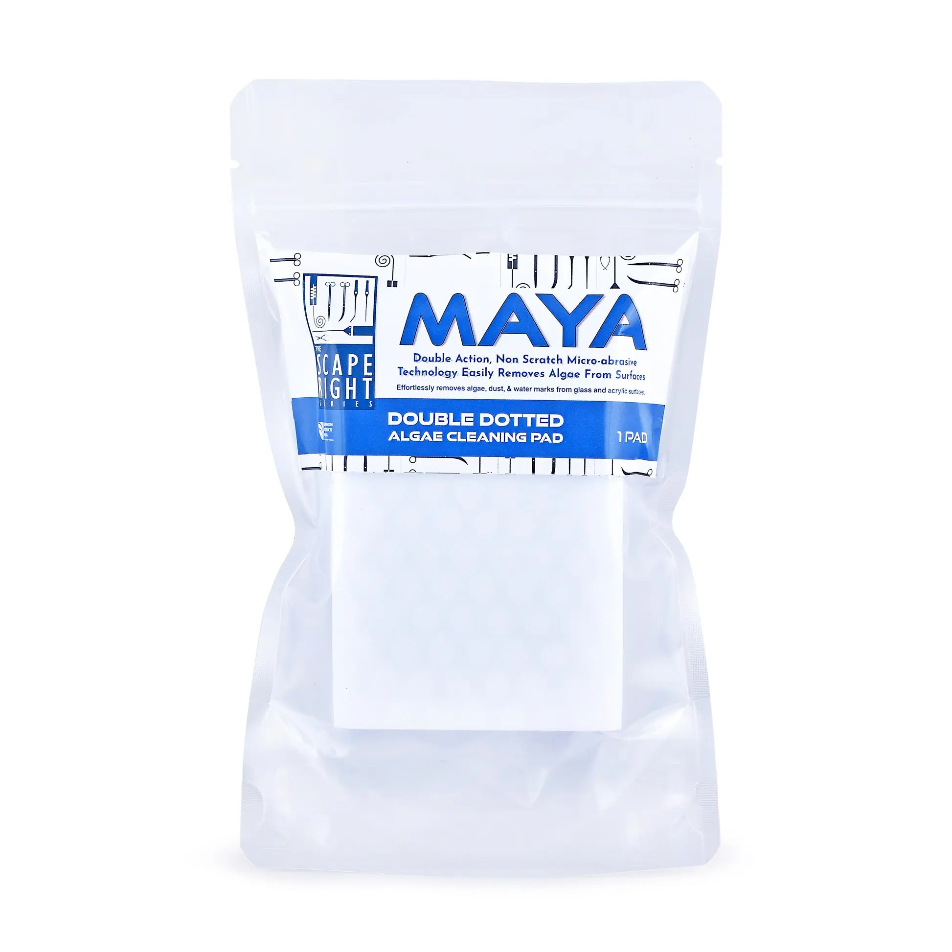 Maya Double Sided Algae Pad - Image 1 Maya Double Sided Algae Pad - double sided algae pad, aquarium algae remover, fish tank cleaning pad, reusable algae pad India, aquarium cleaning accessories, algae cleaning sponge, eco friendly aquarium scrubber, tank glass algae pad, marine aquarium algae pad, freshwater tank algae remover