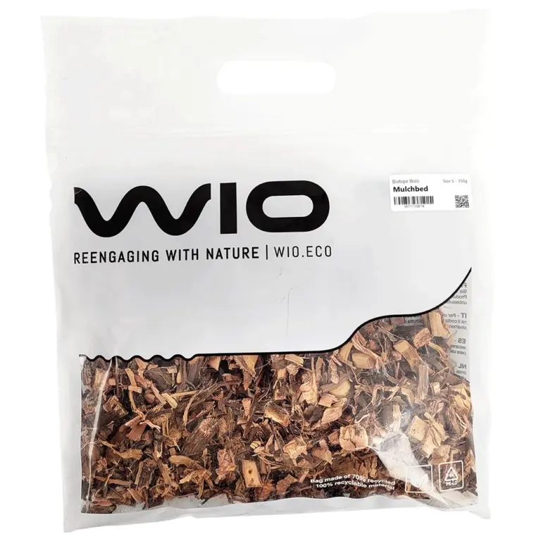 Buy WIO Mulchbed Biotope Bed Online India, biotope aquarium mulch substrate India, blackwater aquarium substrate, forest floor aquarium bed, WIO biotope bed 150g, natural biotope aquascaping material, inert aquarium substrate India, freshwater biotope substrate