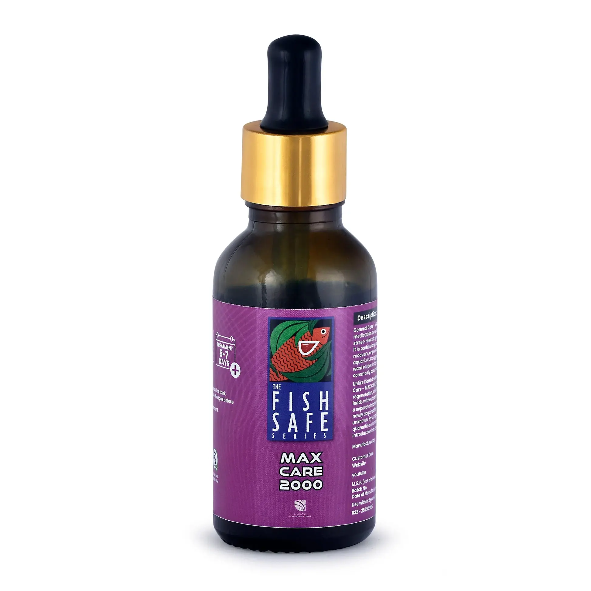 The Fish Safe Series Max Care 2000 - 30 ml - Image 1 The Fish Safe Series Max Care 2000 - 30 ml - broad spectrum internal medication, tropical fish medicine, internal parasite treatment for fish, aquarium health products, fish care treatment, 30ml fish medication