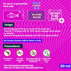 The Fish Safe Hexamita Advanced Internal Parasite Treatment for Cichlids & Tropical Fish (30ml) - fish medicine, aquarium parasite treatment, cichlid health, tropical fish treatment, Hexamita treatment, fish care, internal parasites, aquarium care products, aquatic health solutions