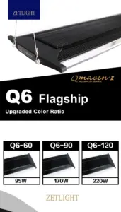 Zetlight QMaven Q6 aquarium light, Zetlight Q6 60 90 120, Zetlight planted tank light India, LED aquarium light for planted tank, full spectrum aquarium light India, Zetlight aquarium lighting India, planted aquarium LED light, aquascaping light India, aquarium light for 60cm 90cm 120cm tank, professional aquarium lighting India
