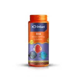 Intan Bits - Slow Sinking Fish Food | Crumble - Intan Bits fish food, slow sinking crumble for discus, Discus fish food India, colour enhancing fish food, Antarctic krill fish feed, community fish food for Danios and Barbs, high protein discus food, best food for vibrant fish colours